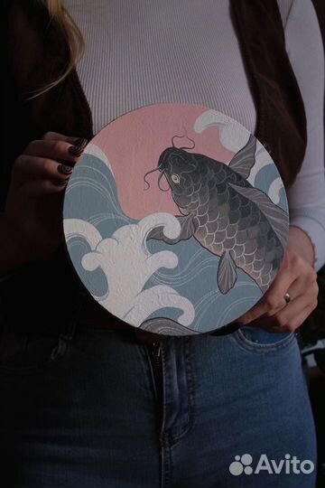 Картина акрилом карп кои