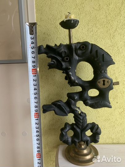 Подсвечник латунь, орех. Ручная работа