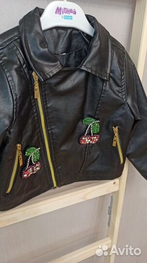 Кожаная куртка косуха для девочки 104-110