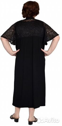 Халат женский черный, вискоза, большие размеры