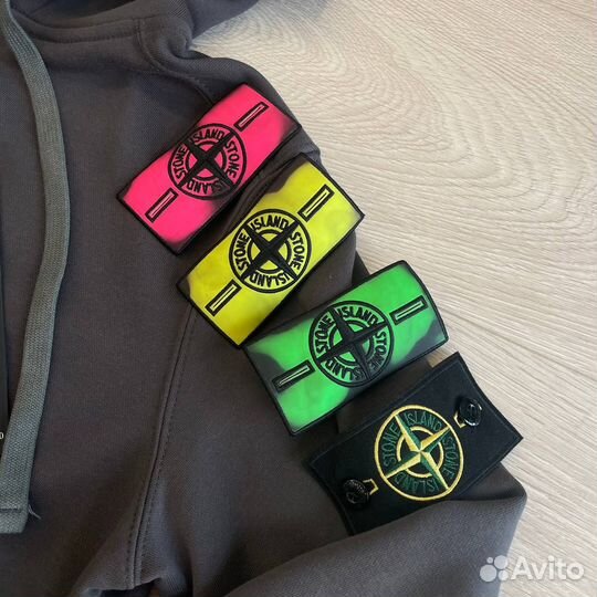 Зип-худи Stone Island + термопатч тёмно серого цве