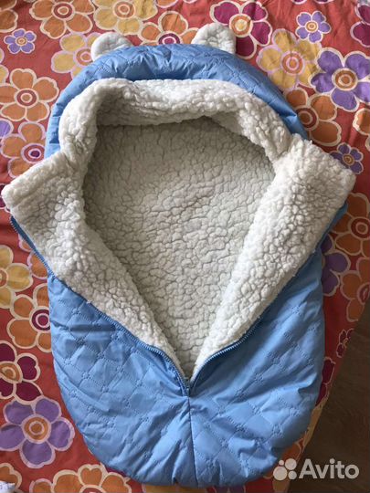 Зимний конверт в коляску на овчине