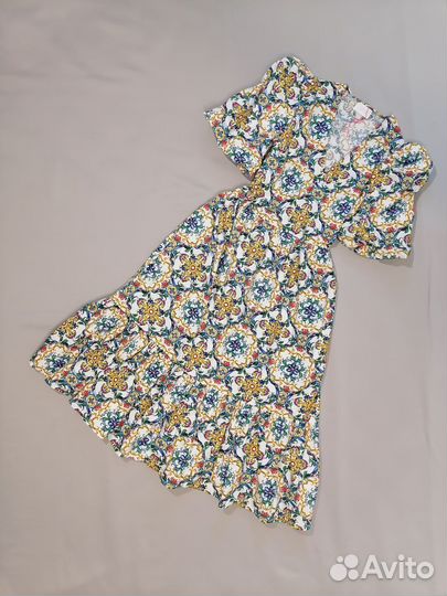 Платье с объёмными рукавами и карманами хлопок