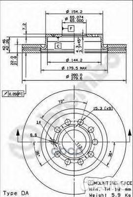 Диск тормозной 09.9167.11 09.9167.11 Brembo