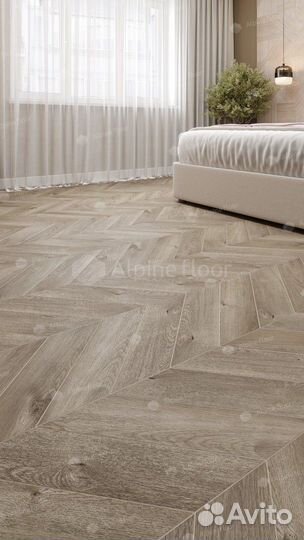 Каменно-полимерная плитка Alpine Floor Chevron Дуб Натуральный Отбеленный Eco 18-3