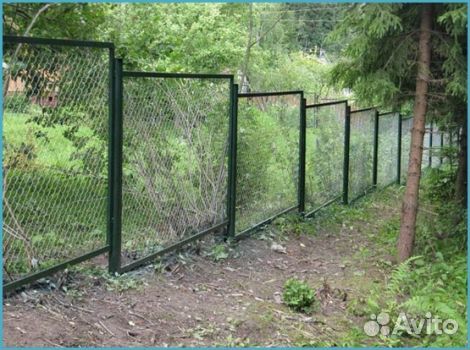 Забор из сетки рабица на лагах