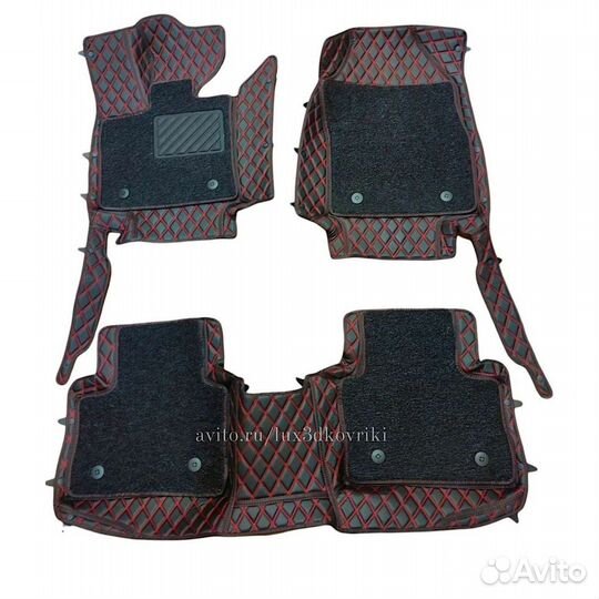 Коврики премиум Mercedes CLS W218 +ворс. Чёрн/крас