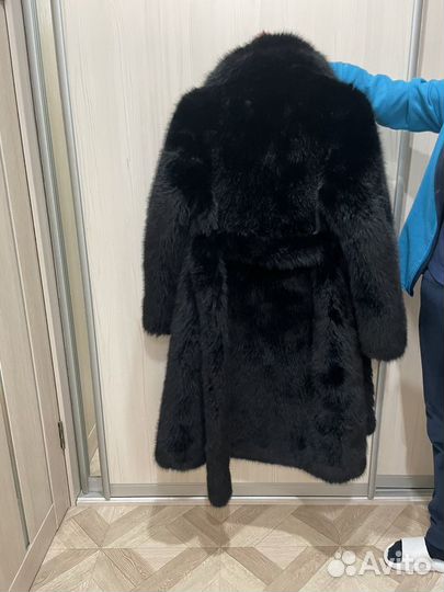 Шуба из экомеха женская черная