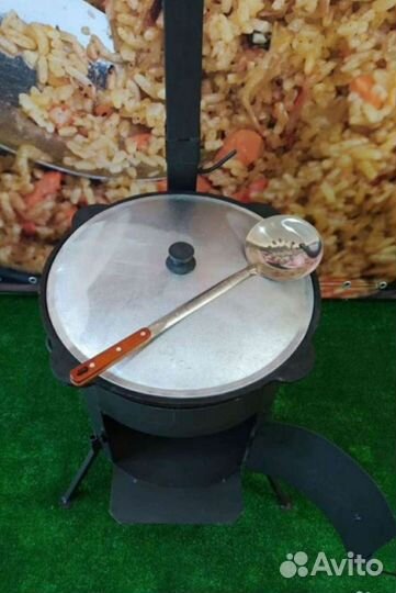 Казан чугунный 16 л + печь с трубой и шумовка