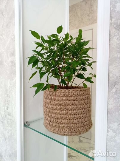 Кашпо для цветов из джута