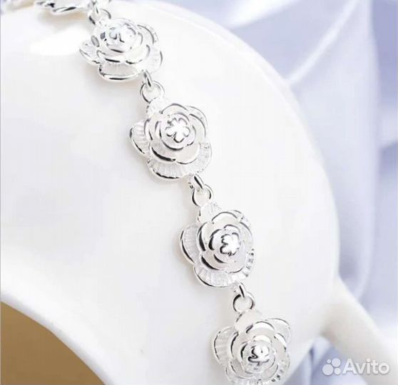 Серебряный браслет розочки