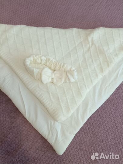 Конверт - одеяло на выписку теплое вязаное