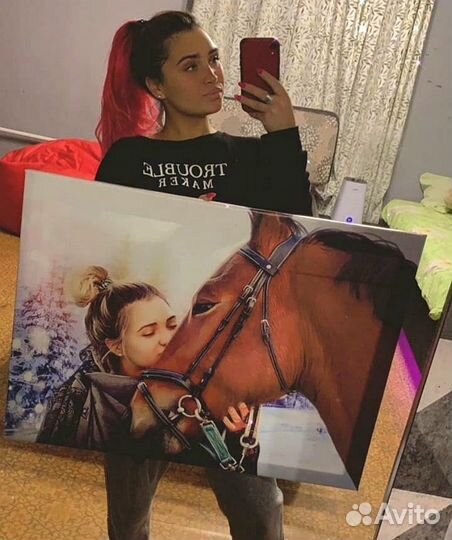 Портрет на холсте по фото на Новый год