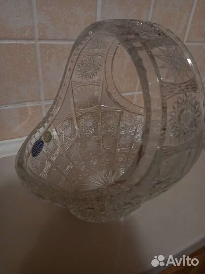 Ваза корзина хрустальная