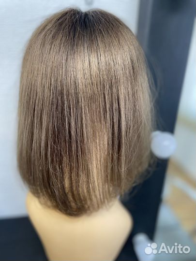 Накладка на сетке из натуральных волос русый