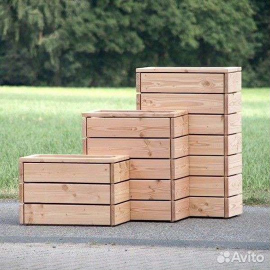 Деревянные уличные кашпо