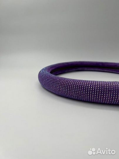 Оплетка руля со Стразами LUX Сиреневая B1501