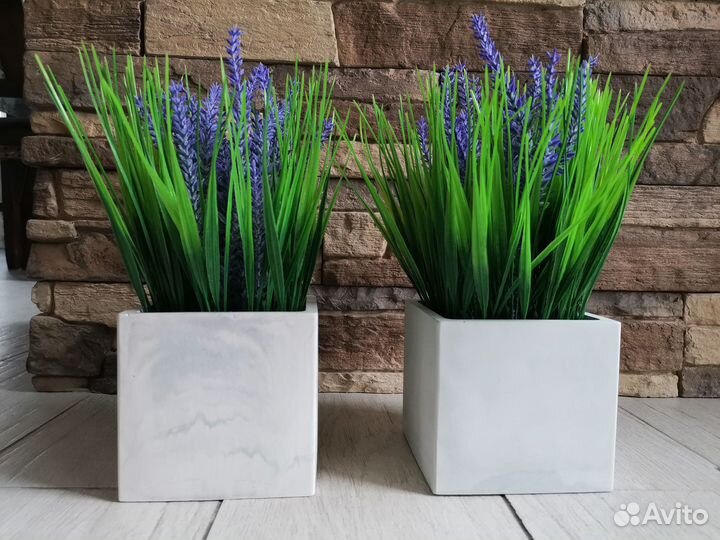 Искусственная зелень осока в гипсе декор лофт