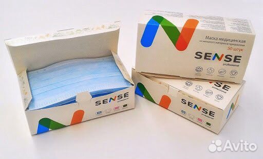 Маски медицинские sense 50 шт/уп