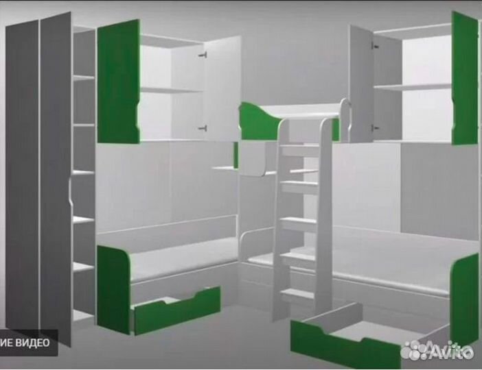 Детская кровать Трио/Л со шкафом и антресолями Сон