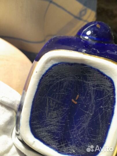 Чайник заварочный.Гжель, кобальт, золочение