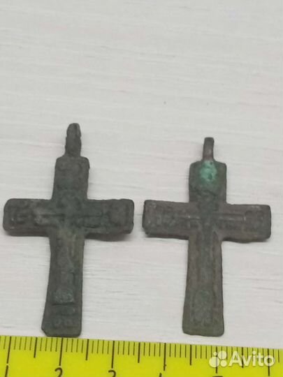 Крестики нательный, бронза, старинные 2 штуки