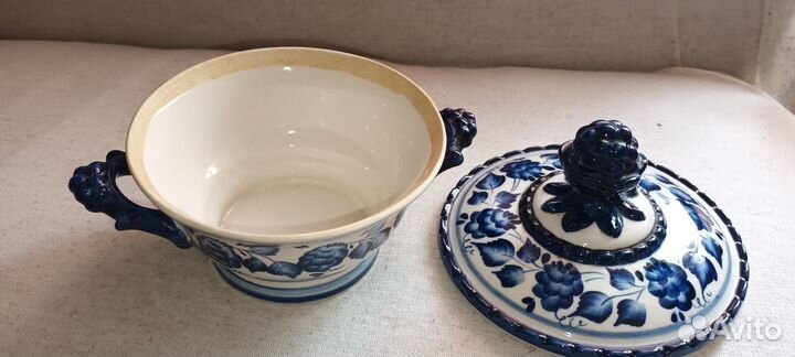 Гжель ваза сахарница конфетница масленка шкатулка