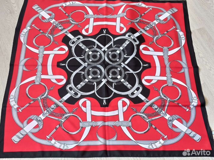 Платок Шелковый Турция красный с черным