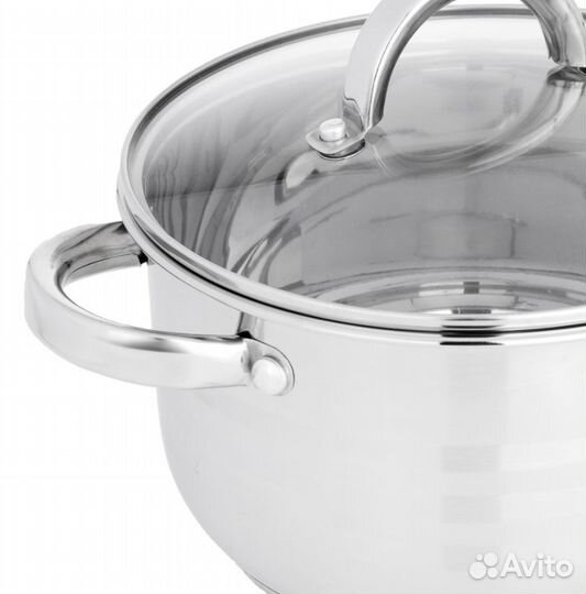 Кастрюля 4,0 л Фултон, нержавеющая сталь, стеклянн