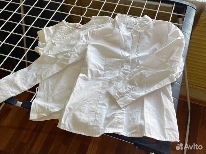 Рубашка белая для девочки 128
