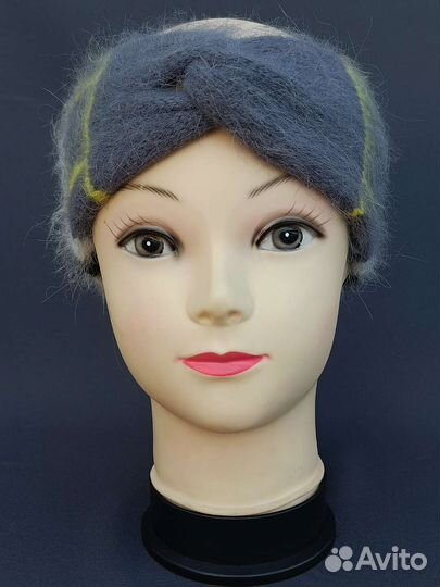 Повязка на голову вязаная,повязка из пуха норки