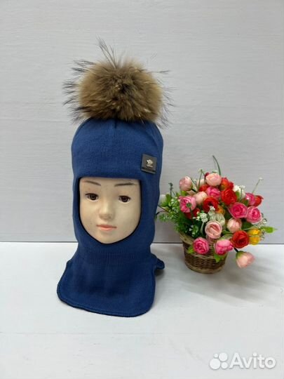 Зимняя шапка шлем для мальчика 50 52