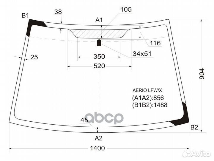 Стекло лобовое Suzuki Aerio 01-07 / Liana 01-07