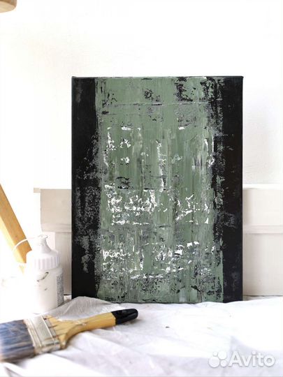 Картины абстрактные. Черный белый бежевый зеленый