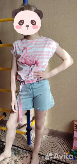 Джинсовые шорты playtoday+футболка 146 р-р