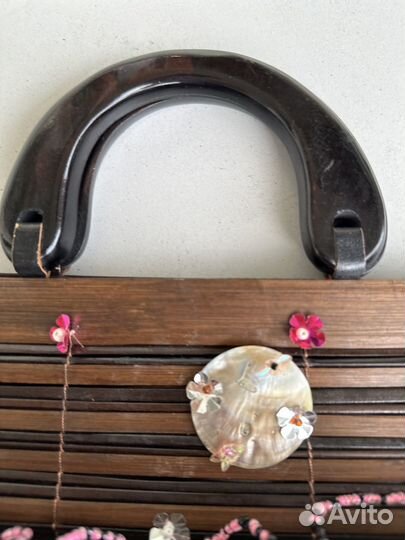 Сумка деревянная соломенная