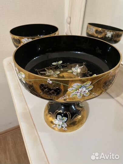 Ваза для фруктов,стекло-чешская богема