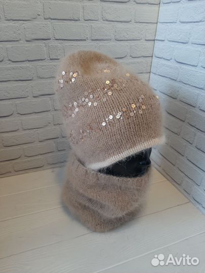 Шапка и снуд ангора