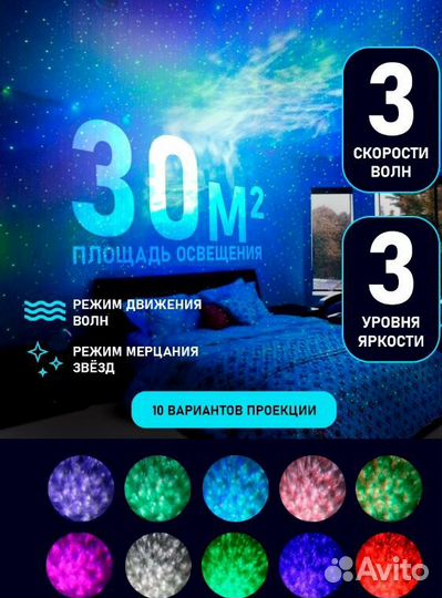 Ночник детский проектор звездное небо