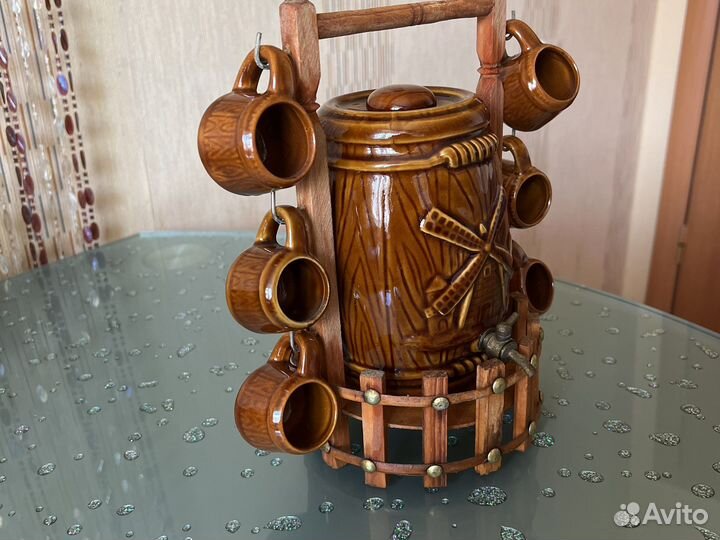 Сувенир СССР керамика Пивная Бочка с кружками