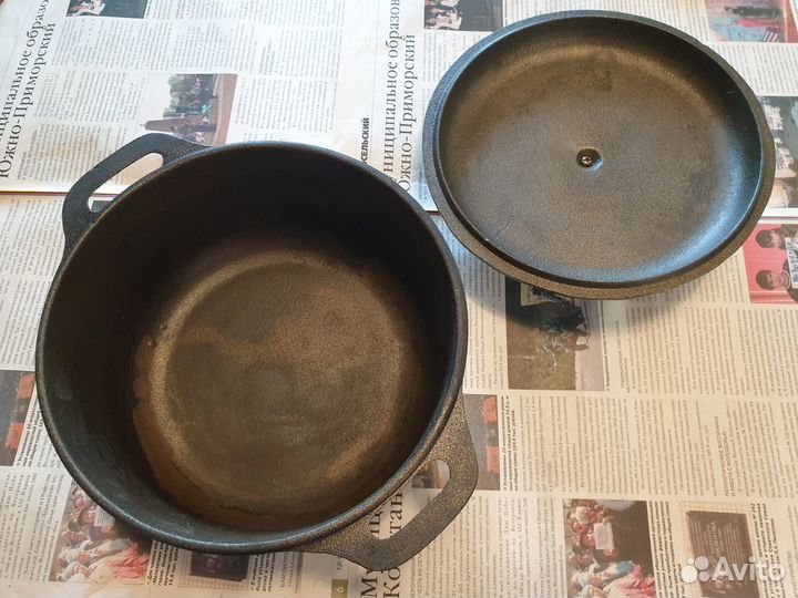 Чугунная кастрюля 3,5 л для приготовления на огне