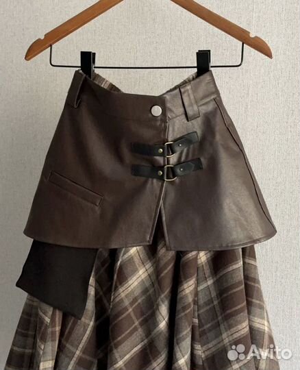 Юбка с баской ассиметричная в клетку, balenciaga