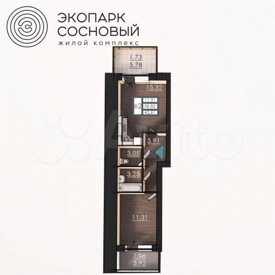 1-к. квартира, 38,7 м², 1/4 эт.
