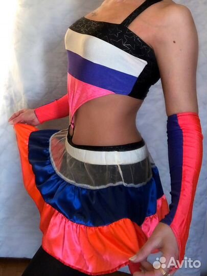 Костюм для танцев, шоу, карнавала. Триколор
