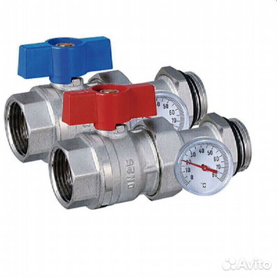 Кран прямой+тройник под термометр+термометр TIM M3