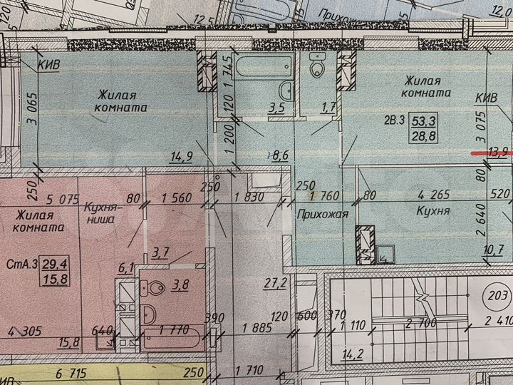 2-к. квартира, 53,3 м², 4/16 эт.