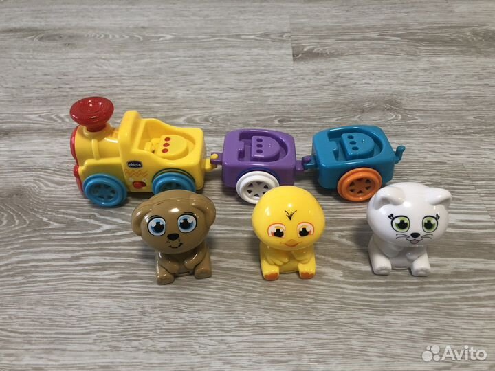 Весёлый паровозик музыкальный и каталка волчонок