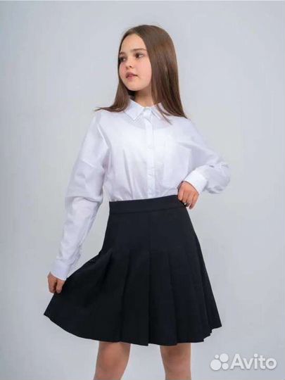 Рубашка школьная белая оверсайз размер 128-134