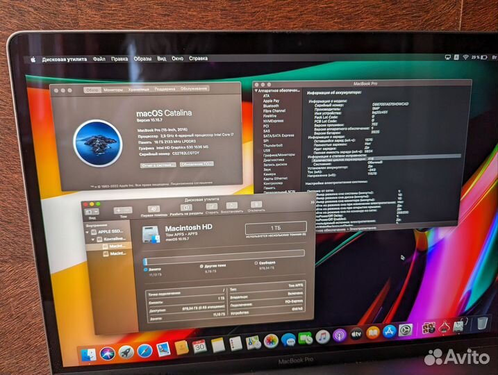 MacBook Pro 15 2016 i7 16gb / 1tb максимальный