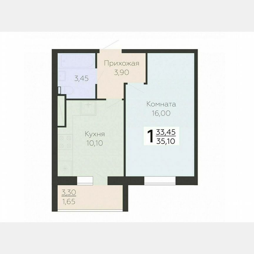 1-к. квартира, 35,1 м², 7/15 эт.